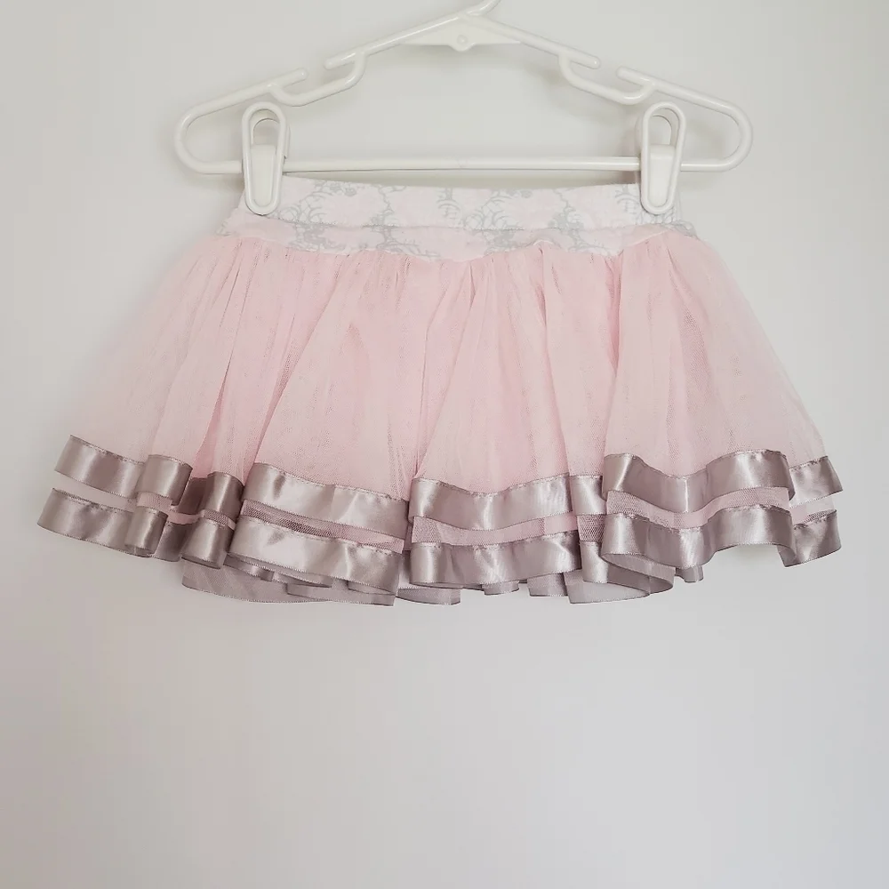 K1005 * Nanette Lepore Top & Tulle Skirt Set Pink Gray Size 12M